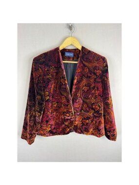 Paris Star Vintage Paisley Velvet Blazer Jacket Multi-Color Size 14 Canada